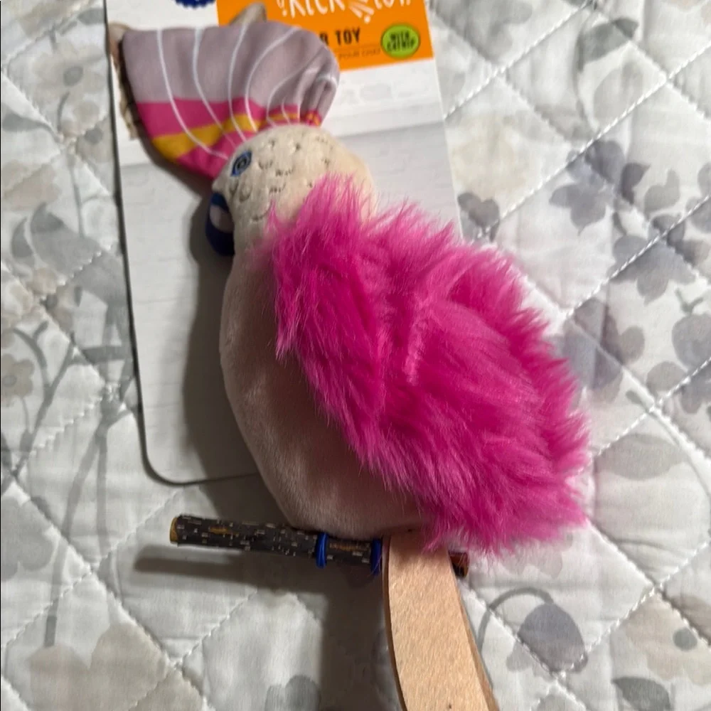Pink and Beige Bird Cat Toy